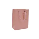 Sac pelliculé rose mat poignées cordelettes 18+10x23 cm 210g/m² – Paquet de 20 - Sacs cadeaux Saint-Valentin, Pochettes cadeaux Saint-Valentin