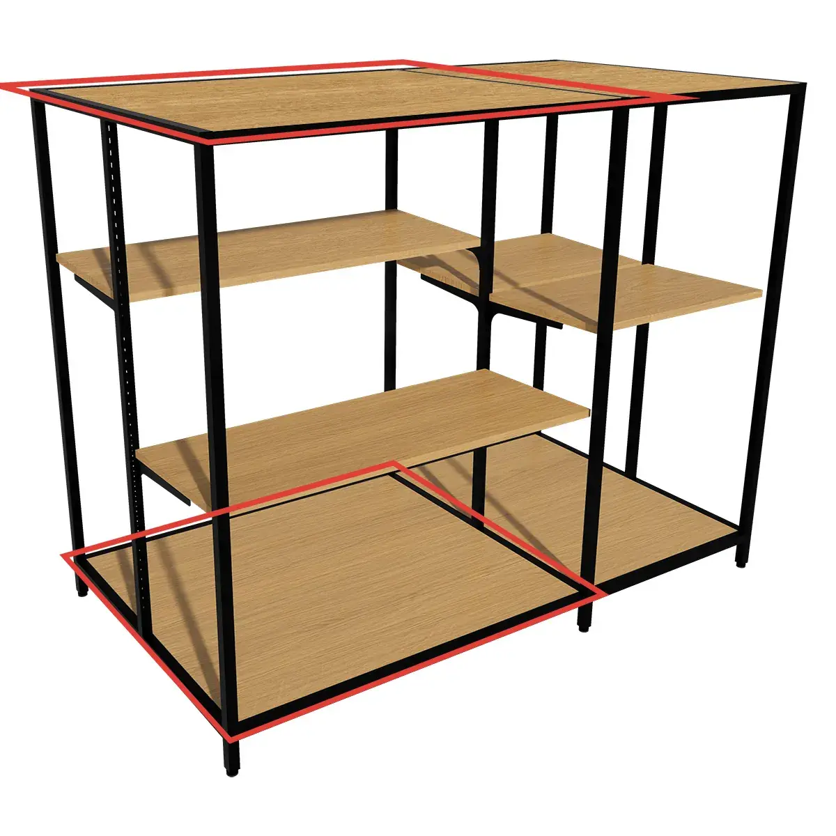 Plateau chêne Corbridge 97,5 x 84,7 cm pour gondole centrale Square 100 - Plateaux pour rayonnage magasin-2