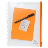 Pochette zip perforée A4 translucide avec zip orange - Pochettes de rangement - Lot de 5