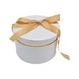 Boîte cadeau ronde blanche avec noeud ruban et liseré or en carton ø22,7x14 cm - Lot de 2 - Boîtes cadeaux Saint-Valentin