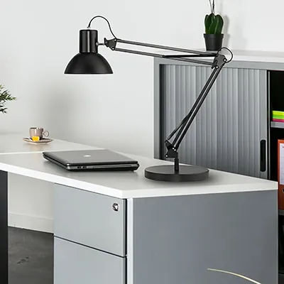 Lampe de bureau LED Unilux Success pince et socle noire - Luminaires bureau, Ergonomie bureautique -6