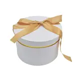 Boîte cadeau ronde blanche avec noeud ruban et liseré or en carton ø24,7x16 cm - Lot de 2 - Boîtes cadeaux Saint-Valentin