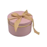 Boîtes rondes roses liseré or avec nœud 19,6x12 cm – Paquet de 2 - Boîtes cadeaux Saint-Valentin