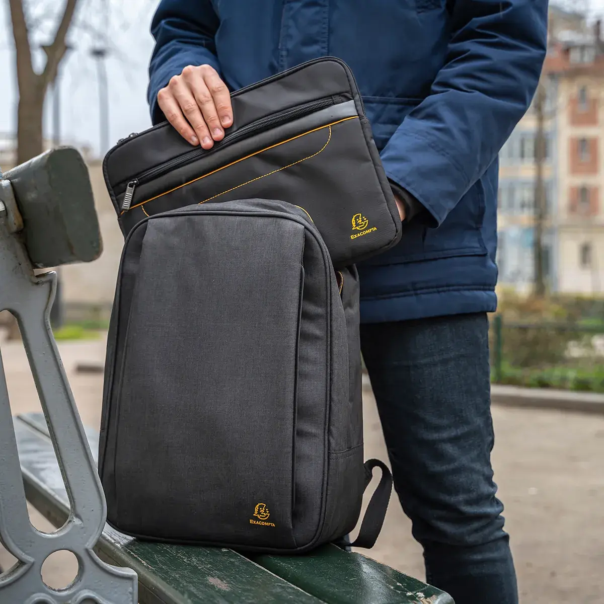 Sac à dos ordinateur 14 pouces Exactive Smart 12L Noir Chiné - Sac à dos business - Porte-blocs et Porte-documents-12