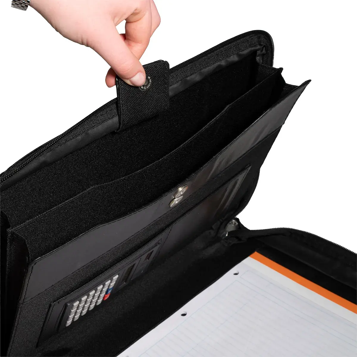 Conférencier zippé Exawallet A4 avec calculatrice – Dossier de conférence - Noir - Porte-blocs et Porte-documents-5