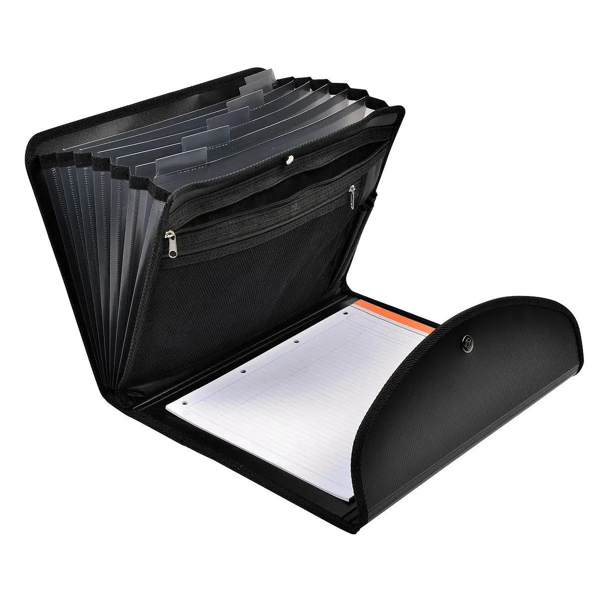 Trieur valisette 6 compartiments Exafolio A4 avec porte-bloc – Trieur conférencier - Noir - Intercalaires classeur, Trieurs documents
