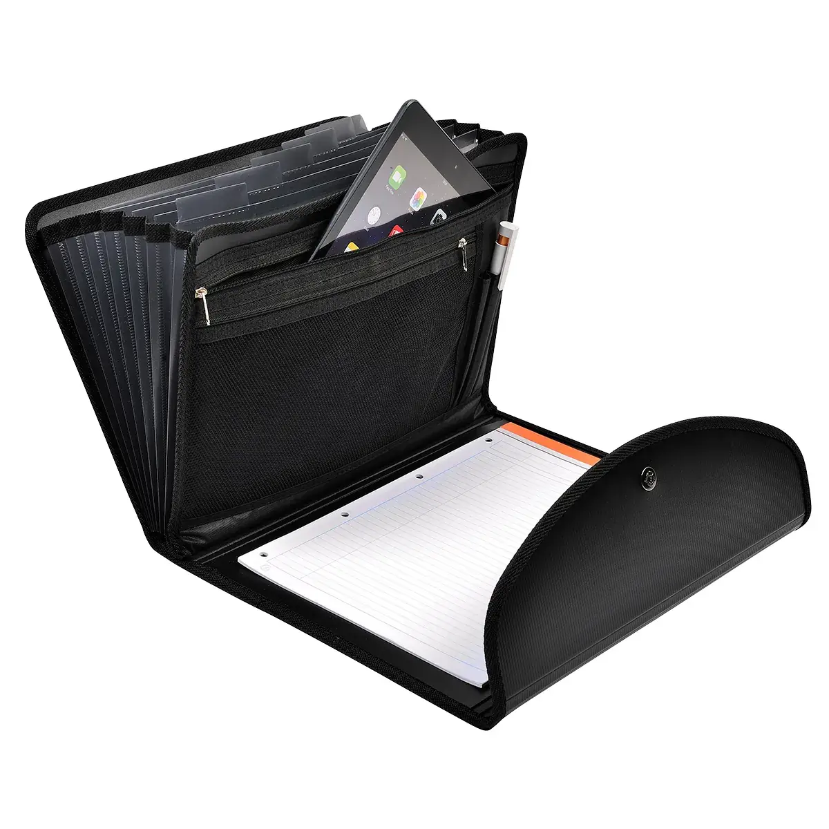 Trieur valisette 6 compartiments Exafolio A4 avec porte-bloc – Trieur conférencier - Noir - Intercalaires classeur, Trieurs documents-5