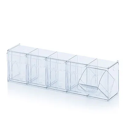 Bac 5 tiroirs basculants transparent 60 x 13,3 x 16,4 cm - Bac-tiroir basculant - Bloc 5 tiroirs basculants - Blocs tiroirs-2