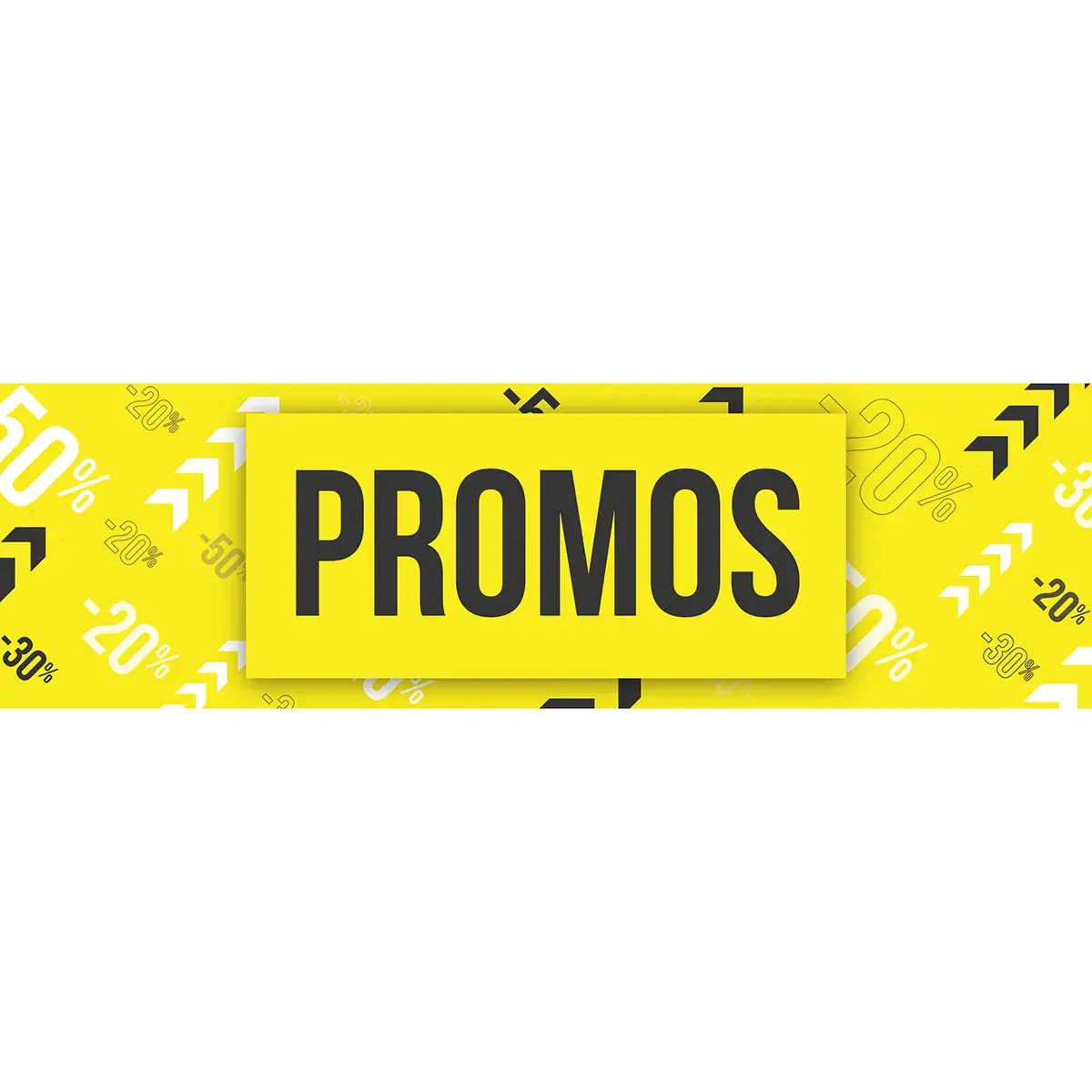 Affiche PROMOS 80 x 25 cm jaune/blanc/noir papier ½ mat 170 g/m² - Affiches Soldes, Panneau soldes