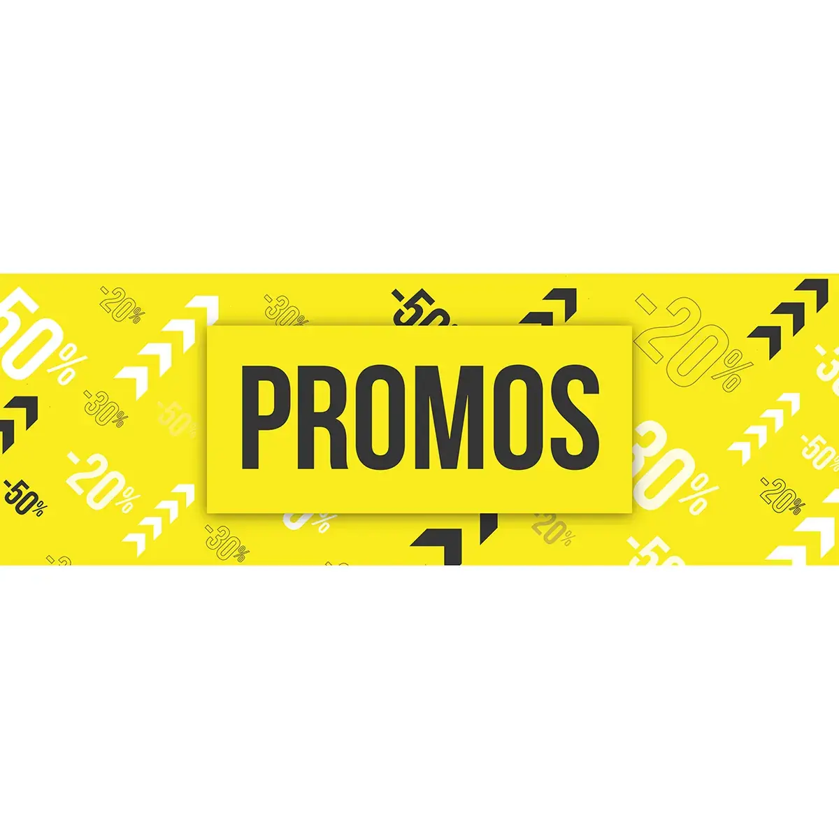 Affiche PROMOS 115 x 40 cm jaune/blanc/noir papier ½  mat 170 g/m² - Affiches Soldes, Panneau soldes