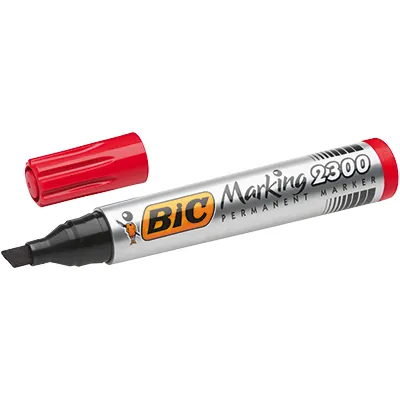 Marqueur permanent BIC Marking 2300 Ecolutions pointe biseautée Rouge – Lot de 12 - Marqueurs, Feutres craies