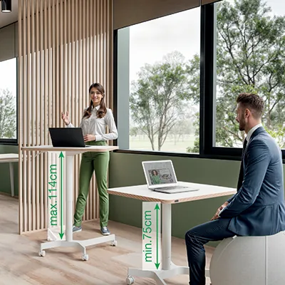Bureau de coworking assis-debout manuel Leitz Ergo blanc 80×60 cm + H 75–114 cm - Mobilier coworking-4
