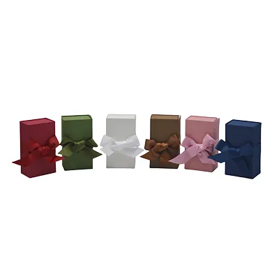 Boîte cadeau tissu avec noeud bleu marine mat 18 x 10 x 7 cm, paquet de 5 - Boites cadeaux carton pliables-3