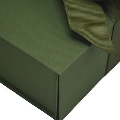 Boîte cadeau tissu avec noeud kaki mat 23 x 16 x 9 cm, paquet de 5 - Boites cadeaux carton pliables-2
