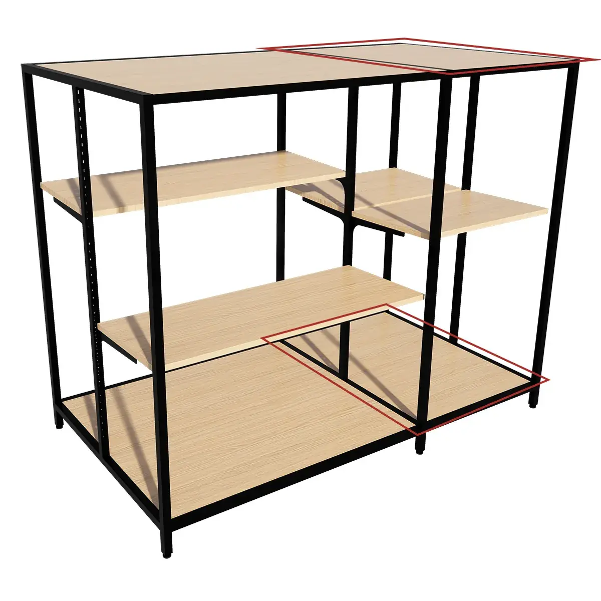 Plateau chêne Vicenza 57,5 x 84,7 cm pour gondole centrale Square 60 - Plateaux pour rayonnage magasin-2