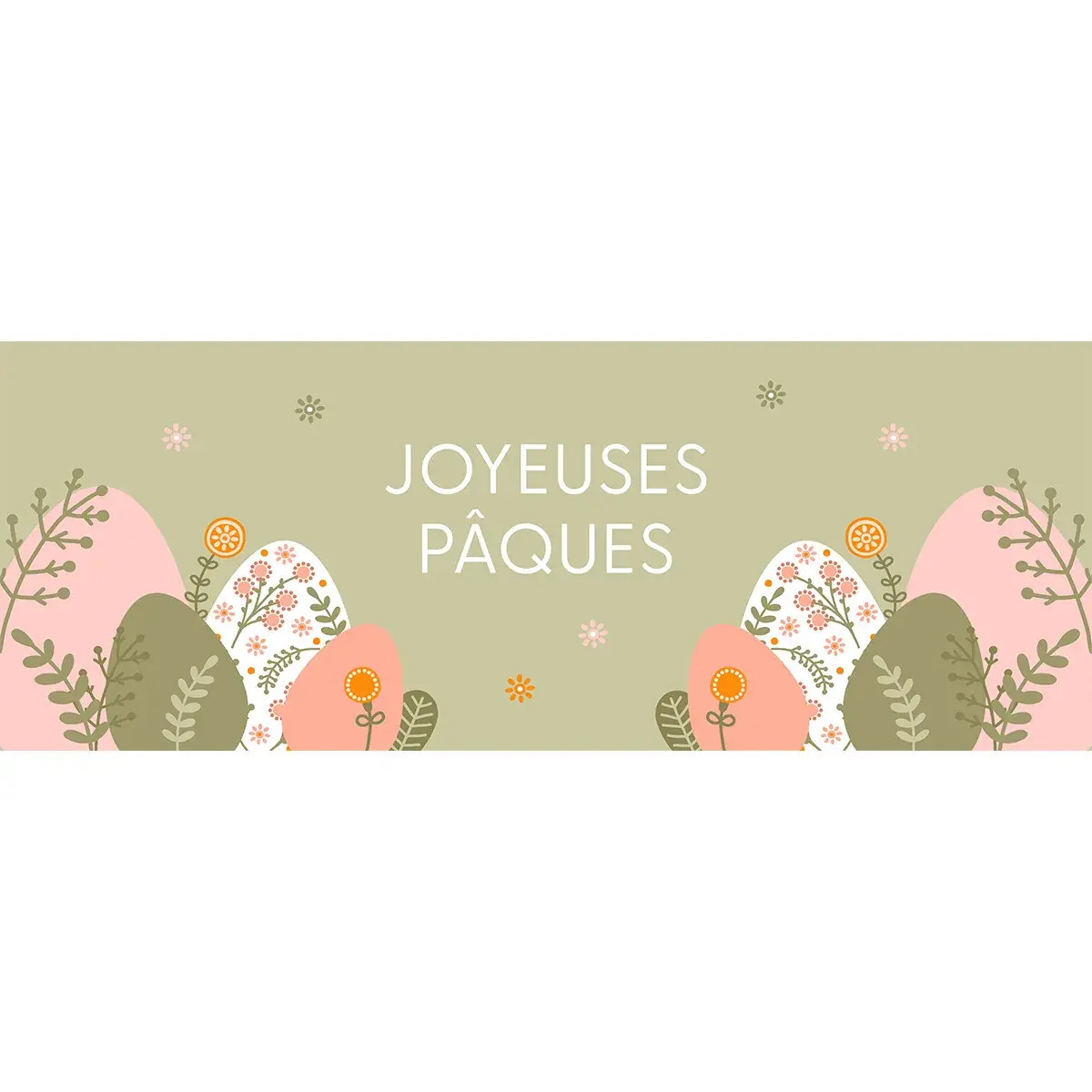 Affiche Pâques horizontale motif œufs fleurs pastel 84 x 30 cm - Affiches Saisonnières
