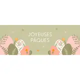 Affiche Pâques horizontale motif œufs fleurs pastel 84 x 30 cm - Décor Pâques, Vitrine Pâques
