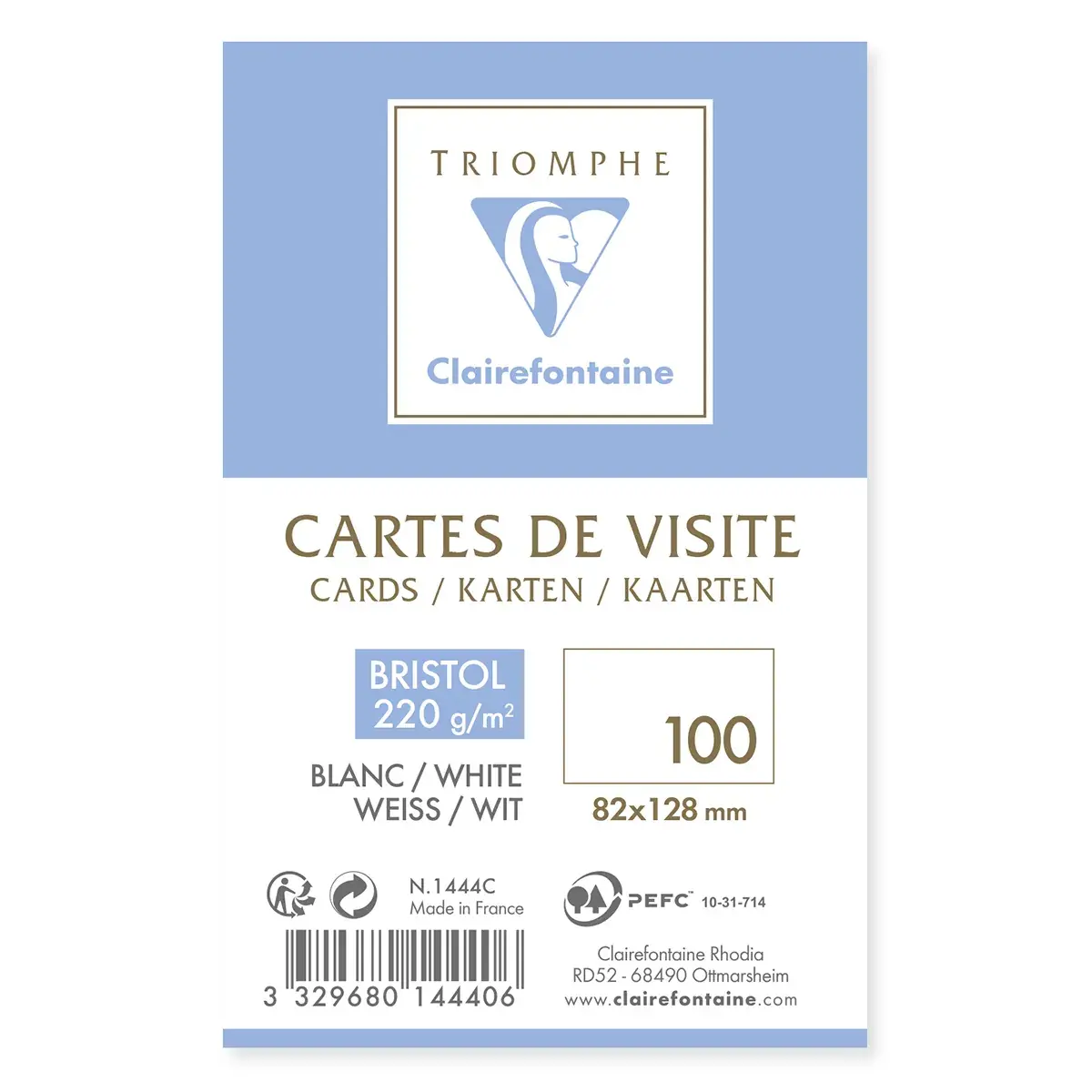 Cartes de Visite Bristol Blanc 82x128 mm 220g - Paquet de 100 - Agendas, Répertoires, Cartes de visite-2