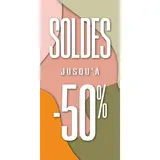 Affiche SOLDES style pastel nature organique 40 x 80 cm rose/vert/orange, papier ½ mat 170g - Affiches Soldes, Panneaux soldes