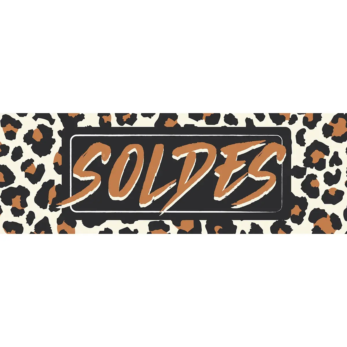 Affiche SOLDES léopard 115 x 40 cm papier ½ mat 170g - pour vitrines et corners de soldes mode - Affiches Soldes, Panneau soldes