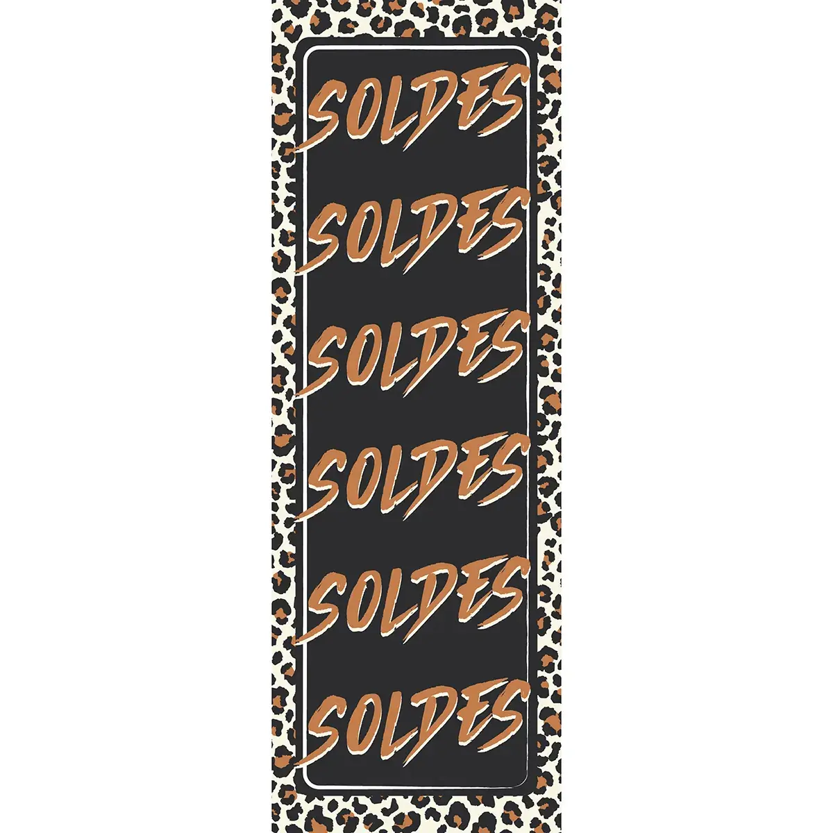 Affiche SOLDES léopard 40 x 115 cm papier ½ mat 170g - pour vitrines et corners de soldes mode - Affiches Soldes, Panneau soldes