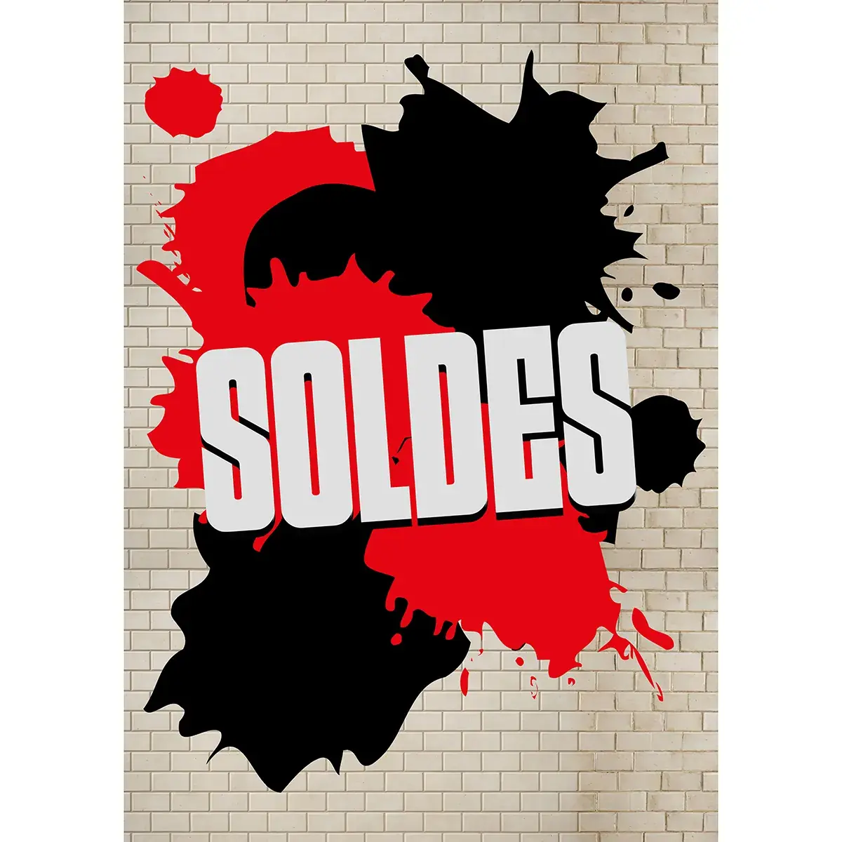 Affiche SOLDES Street Art rouge/noir 120 x 170 cm – papier couché ½ mat 190 g/m² - Affiches Soldes, Panneau soldes