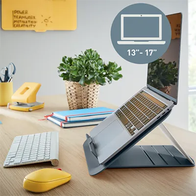 Support pour ordinateur portable Leitz Ergo Cozy gris – réglable 13 à 17 - Luminaires bureau, Ergonomie bureautique -2