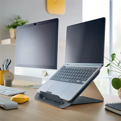 Support pour ordinateur portable Leitz Ergo Cozy gris – réglable 13 à 17 - Ergonomie bureautique -6