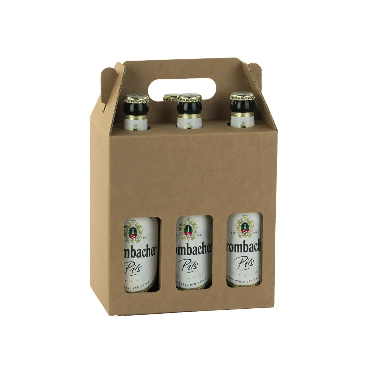 Étuis bouteille bière brun à fenêtre poignée 19x13x21cm – 6 bouteilles – Paquet de 30 - Mètres de bières, Emballages pour bouteilles de bières-2