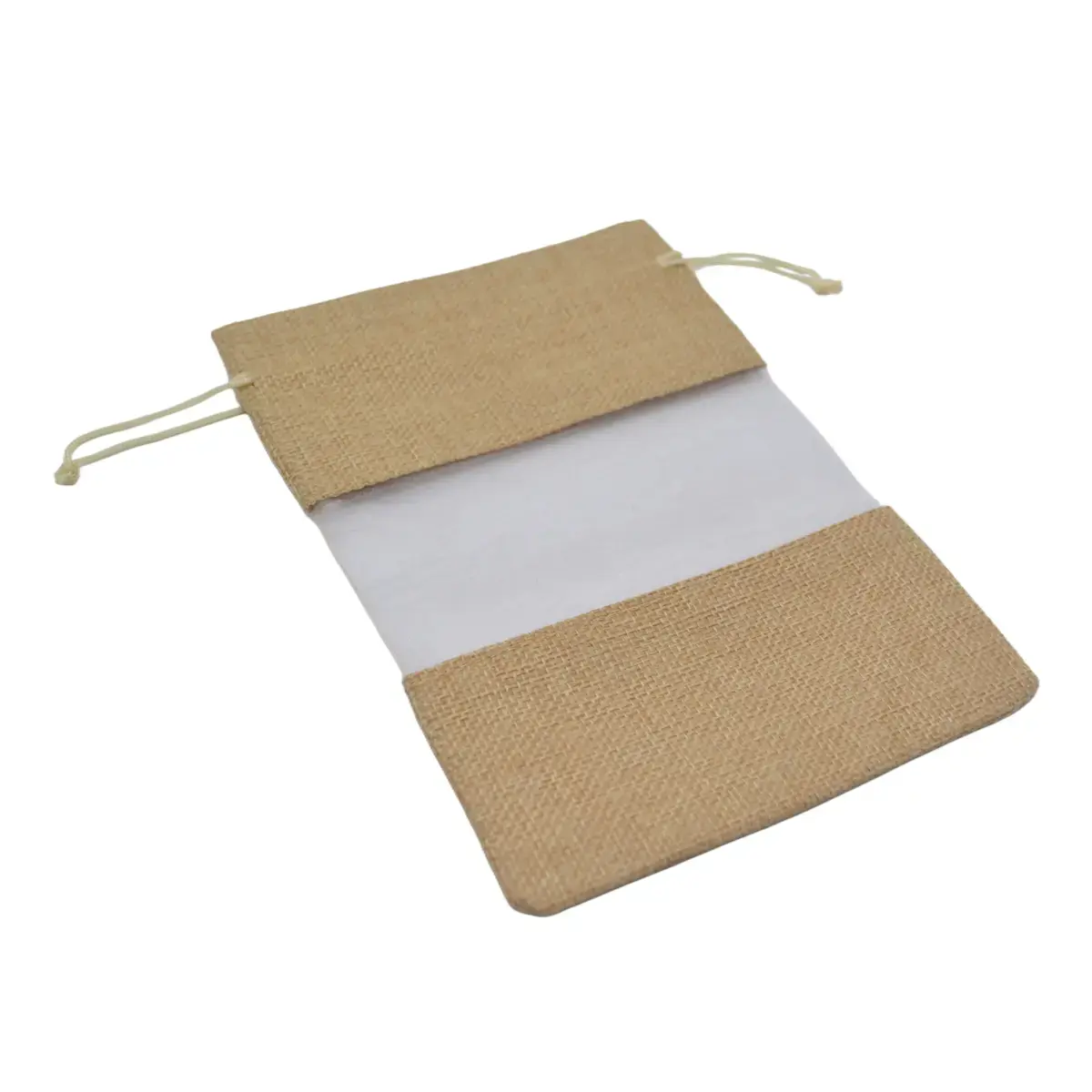Pochette cadeau en lin brun à fenêtre transparente 15x20,5cm avec cordon - Lot de 10 - Sachets coton, Sachets lin