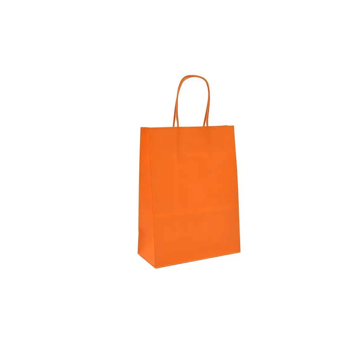 Sacs kraft orange poignées torsadées 16+8x22 cm 117g/m² – Paquet de 100 - Sacs kraft couleur poignées torsadées