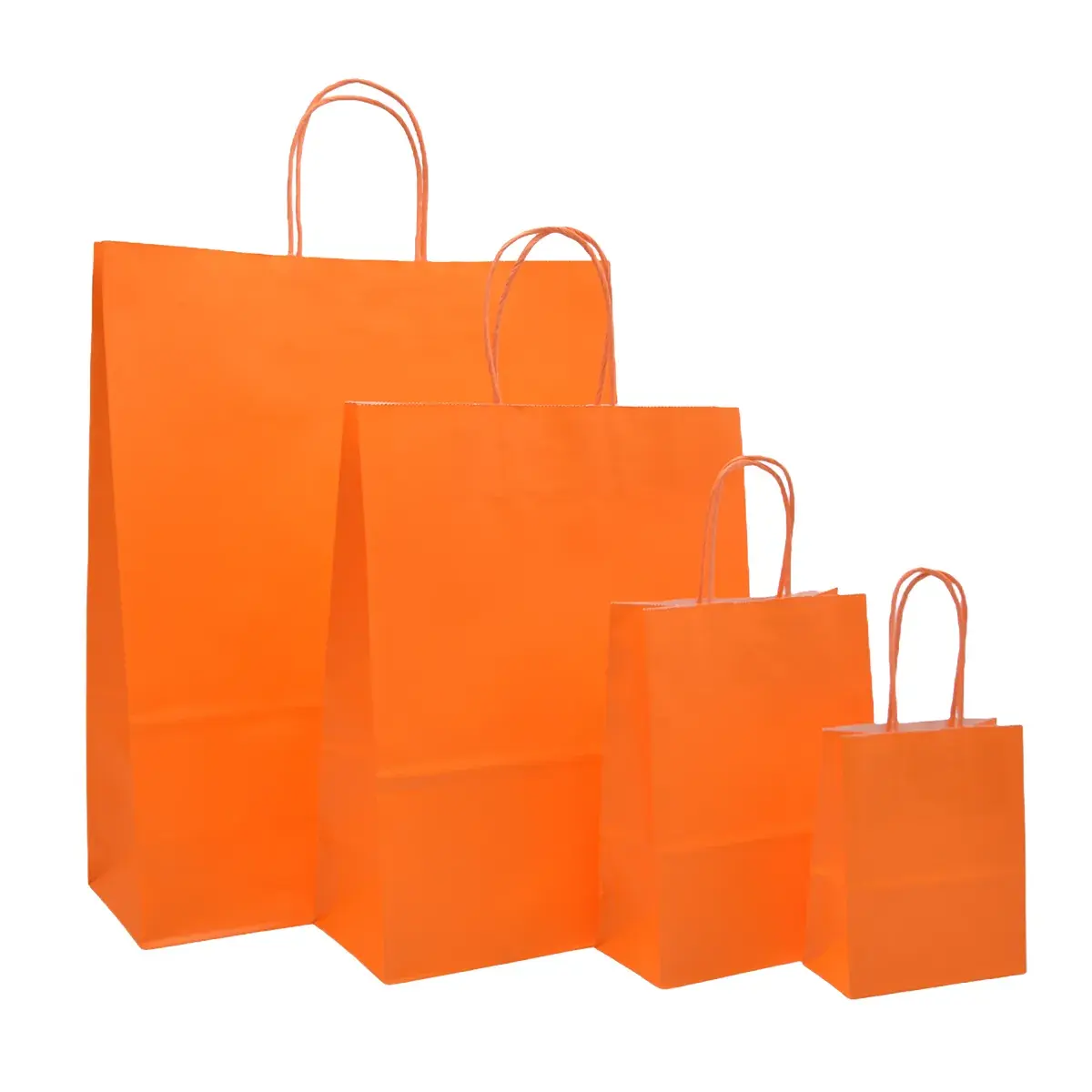 Sacs kraft orange poignées torsadées 16+8x22 cm 117g/m² – Paquet de 100 - Sacs kraft couleur poignées torsadées-2