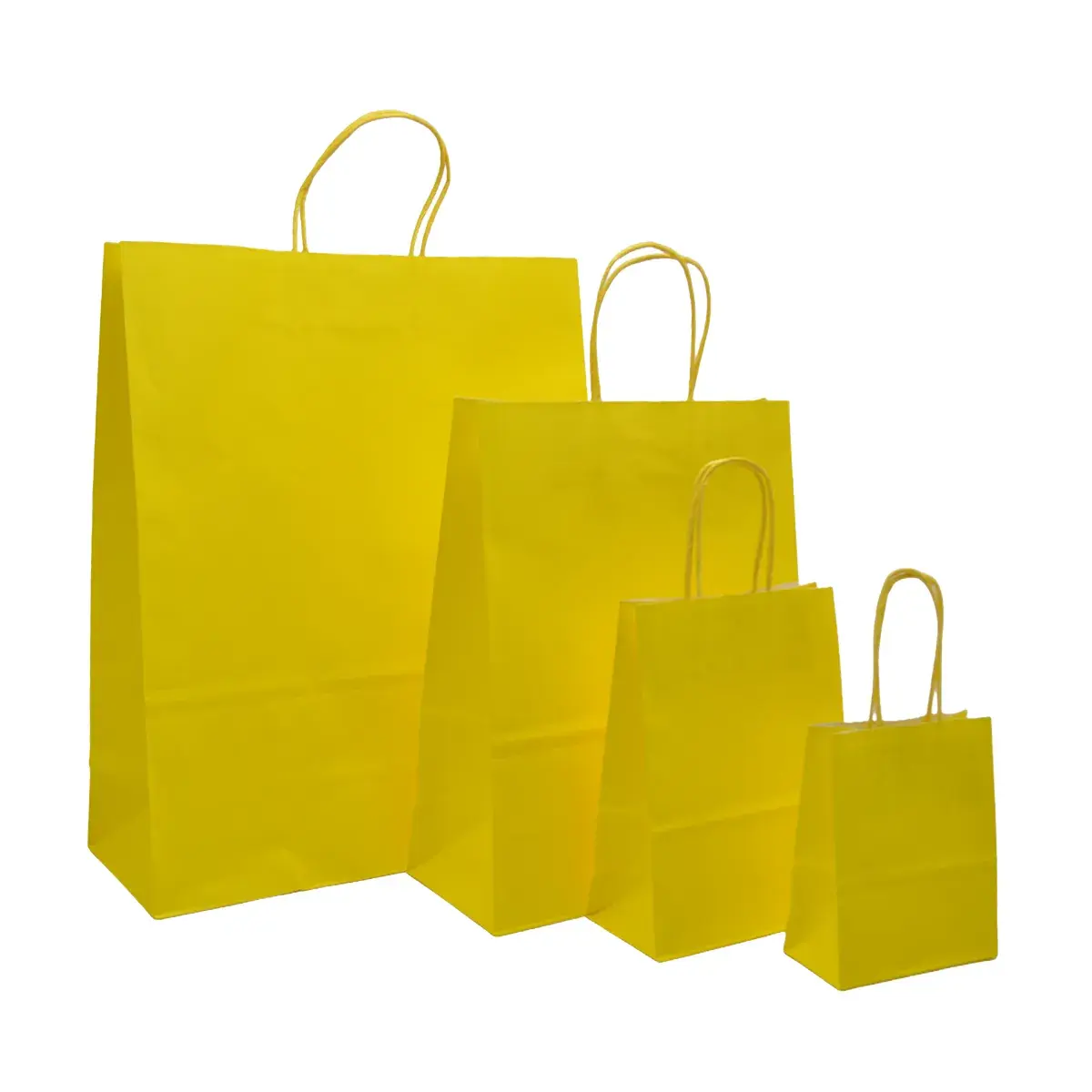 Sacs kraft jaunes poignées torsadées 35+14x42,5 cm 117g/m² – Paquet de 50 - Sacs kraft couleur poignées torsadées-2