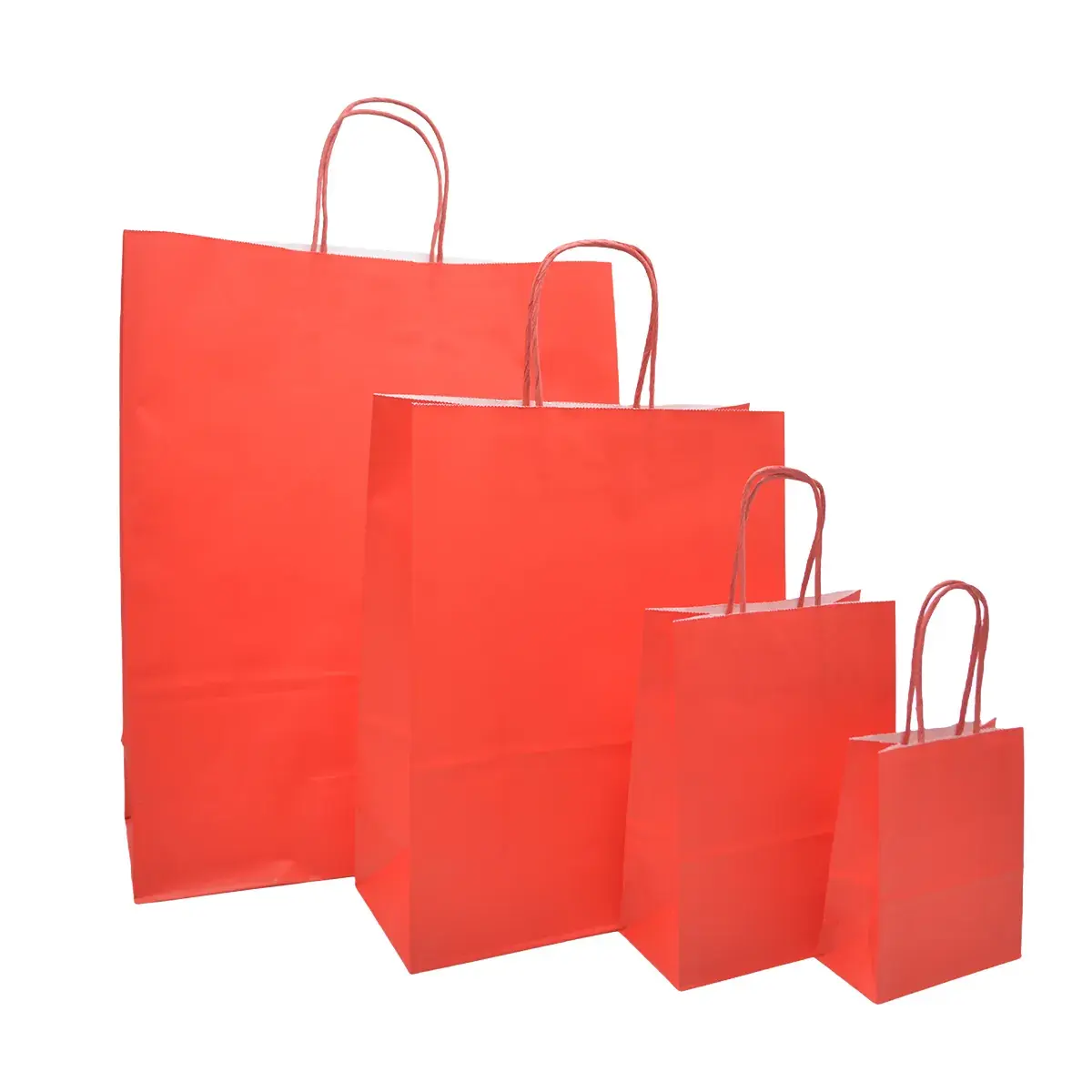 Sacs kraft rouge poignées torsadées assorties 16+8x22 cm – Paquet de 100 - Sacs kraft couleur poignées torsadées-2