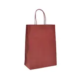 Sacs kraft rouge foncé poignées torsadées assorties 26+12x33 cm – Paquet de 100 - Sacs kraft couleur poignées torsadées