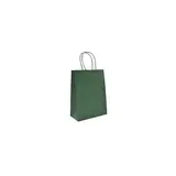 Sacs kraft vert foncé poignées torsadées 12+6x15 cm – Paquet de 100 - Sacs kraft couleur poignées torsadées