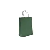 Sacs kraft vert foncé poignées torsadées 16+8x22 cm – Paquet de 100 - Sacs kraft couleur poignées torsadées