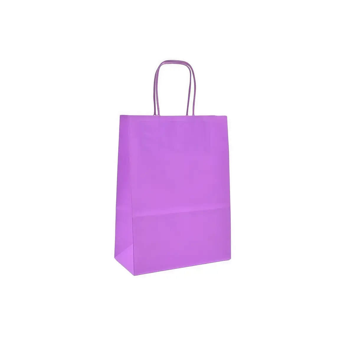 Sac kraft rose-violet poignées torsadées assorties 16+8x22 cm – Paquet de 100 - Sacs kraft couleur poignées torsadées