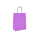 Sac kraft rose-violet poignées torsadées assorties 16+8x22 cm – Paquet de 100 - Sacs kraft couleur poignées torsadées