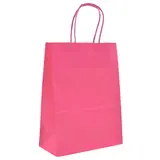 Sacs kraft rose foncé poignées torsadées 35+14x42,5 cm – Paquet de 50 - Sacs kraft couleur poignées torsadées