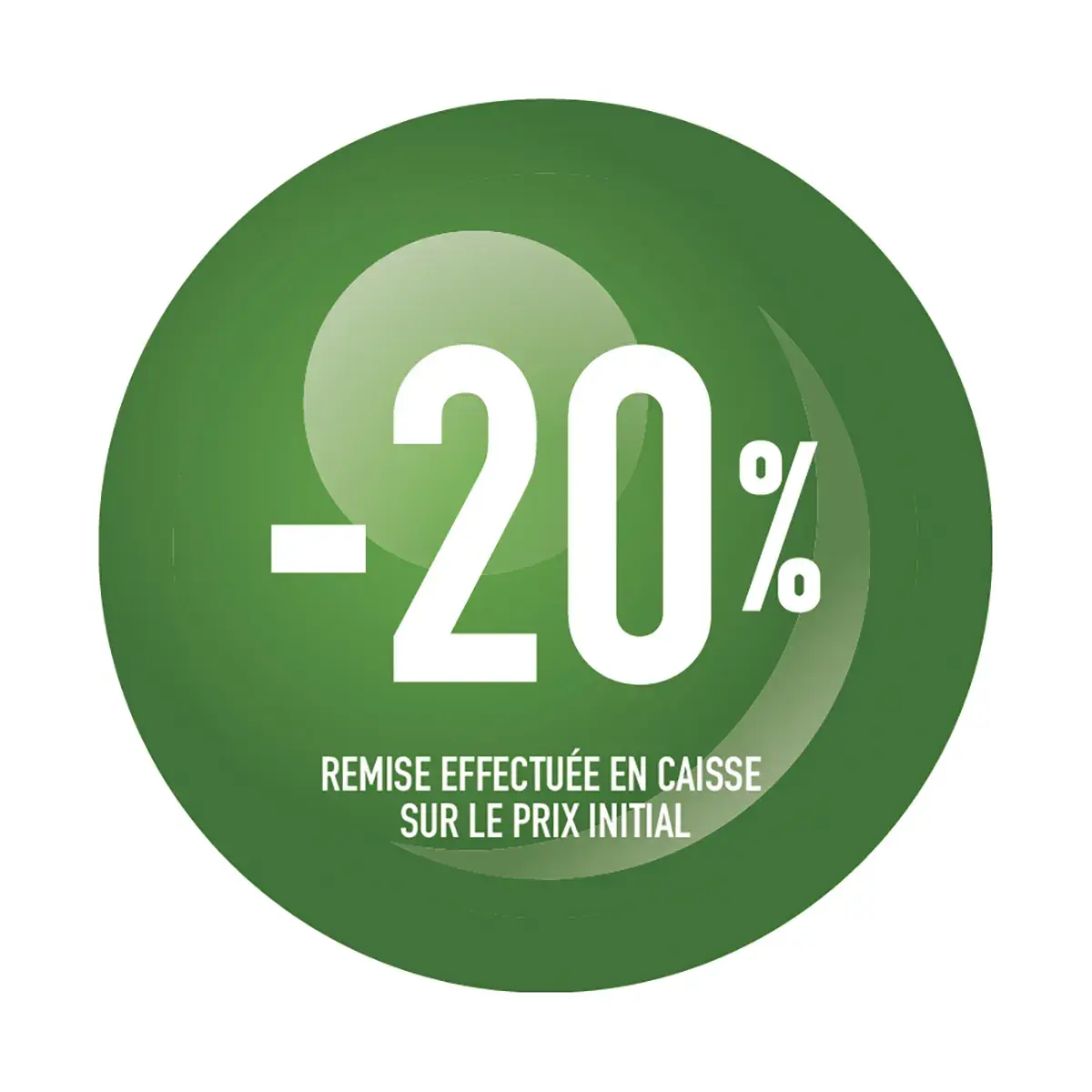 Sticker Soldes “-20%” Vert – Pastille adhésive ø25mm - Lot de 500 - Étiquettes adhésives Soldes, Étiquettes promotionnelles