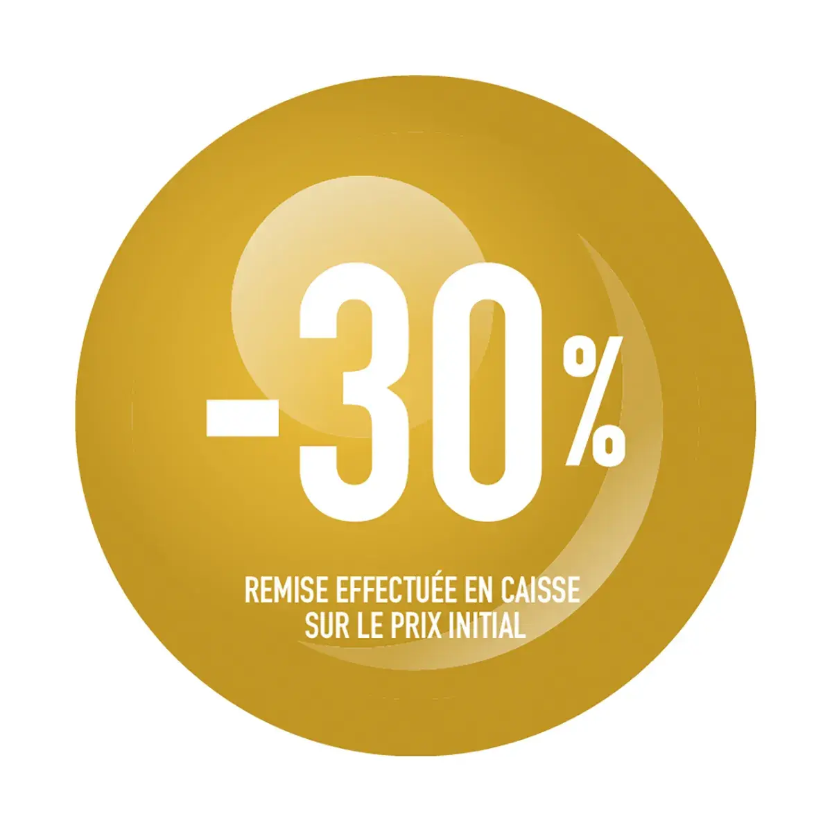 Sticker Soldes “-30%” Jaune – Pastille adhésive ø25mm - Lot de 500 - Étiquettes adhésives Soldes, Étiquettes promotionnelles