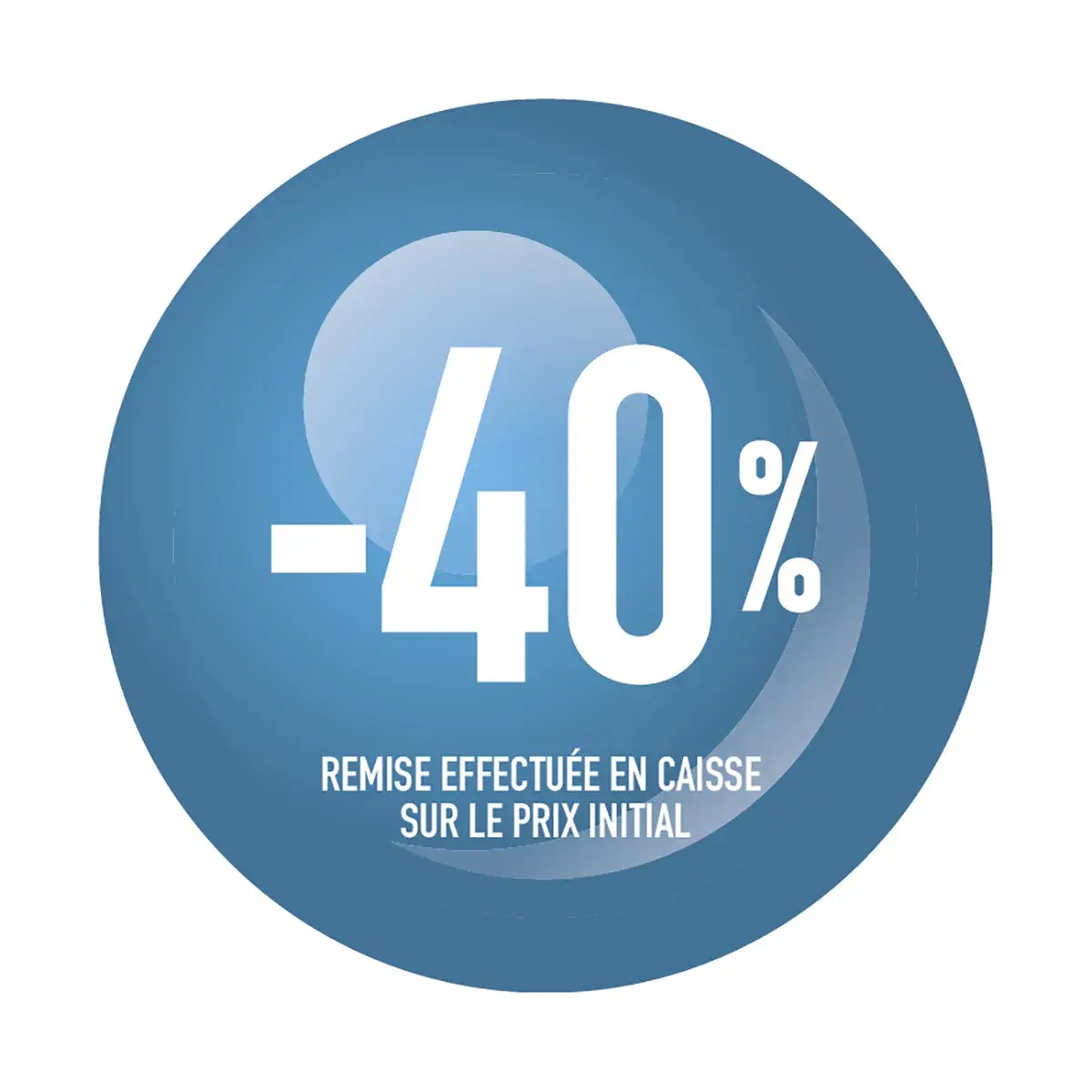 Sticker Soldes “-40%” Bleu – Pastille adhésive ø25mm - Lot de 500 - Étiquettes adhésives Soldes, Étiquettes promotionnelles