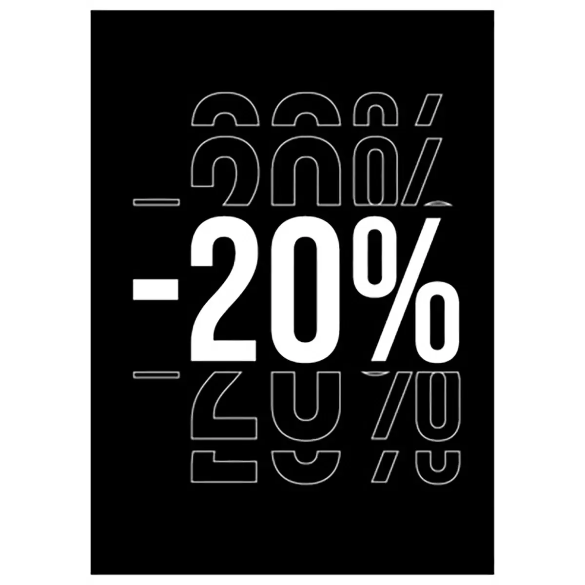 Etiquette -20% à trou 50 x 70 mm Noir / Blanc - Etiquettes Soldes - Paquet de 250 - Étiquettes Soldes