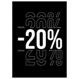 Etiquette -20% à trou 50 x 70 mm Noir / Blanc - Etiquettes Soldes - Paquet de 250 - Étiquettes Soldes