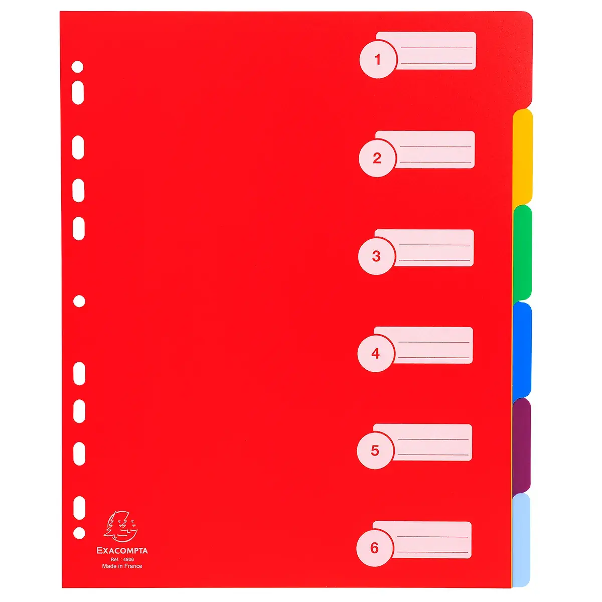 Intercalaires A4 maxi 6 positions Onglets inscriptibles Polypropylène Opaque Semi-Rigide - Exacompta - Intercalaires classeur, Trieurs documents-2