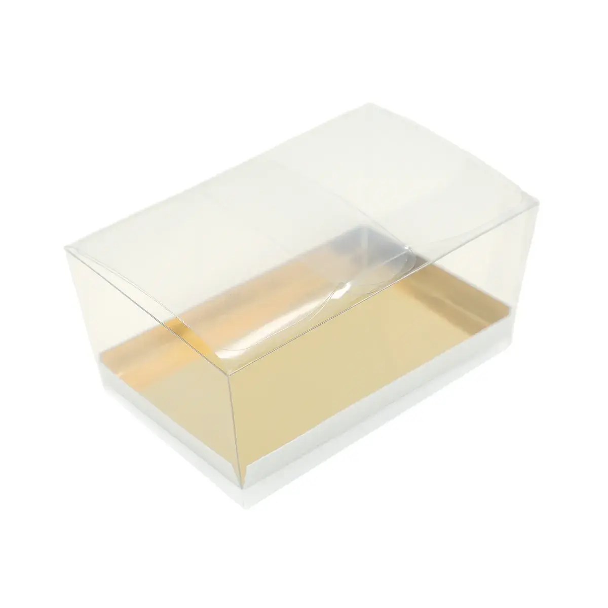 Ballotin transparent fermeture à patte fond doré PVC 12,5 x 8 x 6,5 cm - Lot de 10 - Ballotins chocolats vides-2