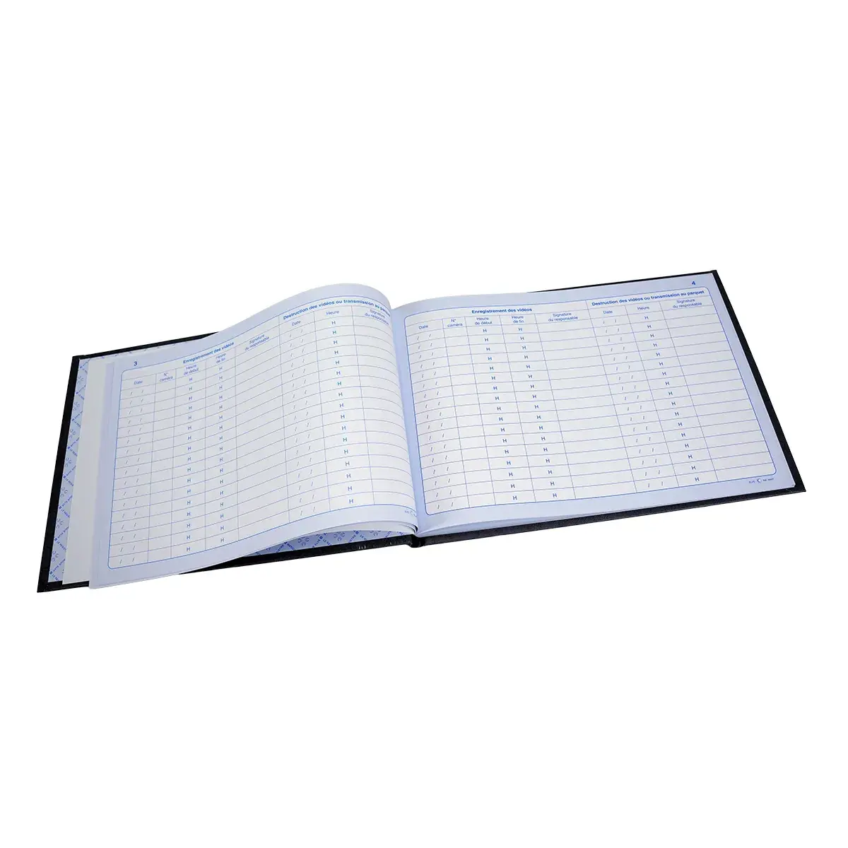 Registre de vidéoprotection A4 paysage 21 x 29,7 cm 104 pages - Registres de sécurité entreprises et ERP-3