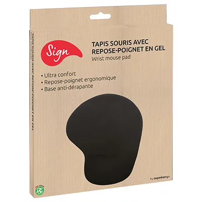 Tapis de souris ergonomique avec repose-poignet SIGN noir 225 x 200 mm - Luminaires bureau, Ergonomie bureautique -3