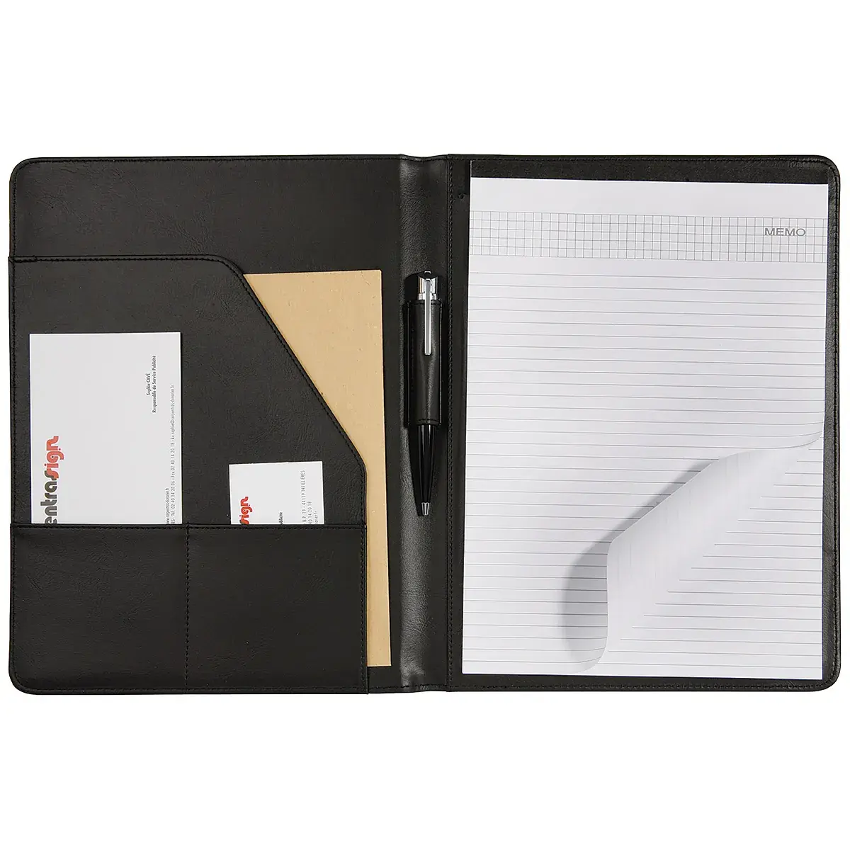 Conférencier A4 Sign Simili Cuir Noir avec Bloc-Notes - Porte-blocs, Sacoches, Trolleys